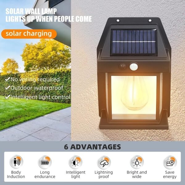Motion Sensor Auto Rechargeable 1 LED Wall Light | Solar-Powered Exterior Outdoor Lighting | Energy-Saving Security Light - Image 5