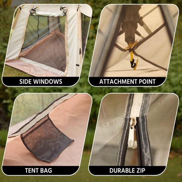 Outdoor Auto Tent – Water-Resistant Portable Instant Big Bird Tent for 3-4 Person Camping, Hiking & Trekking (Beige) - Image 5