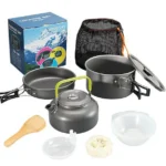 Camping cooking utensils with Tea kettle & Serving for use of 2-3 person