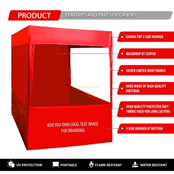 Deluxe 3-Side Open Foldable Promotional Canopy Tent for Advertisement Stall – Custom Sizes Available - Image 2