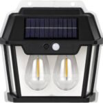 Motion Sensor Auto Chargeable Exterior Outdoor 2 LED Wall Light with solar charging