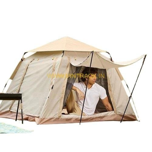 Outdoor Auto Tent – Water-Resistant Portable Instant Big Bird Tent for 3-4 Person Camping, Hiking & Trekking (Beige)