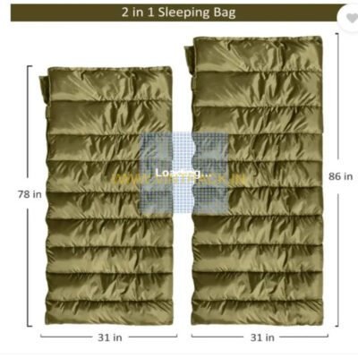 Olive Fleece Double Big Sleeping Bag – Queen Size, 0°F Temperature Rating, Perfect for Camping, Warm & Cozy for Two