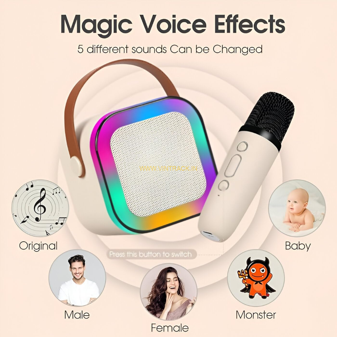 Mini Portable Bluetooth Karaoke Speaker with Wireless Microphone – Dynamic Lights, Perfect for Birthday Gifts, Home KTV, Outdoor & Travel - Image 8