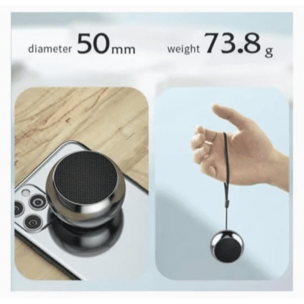 Ultra Mini Wireless Bluetooth Speaker – Heavy Metal Electroplating Round Design, Compact & Portable, Powerful Sound - Image 2