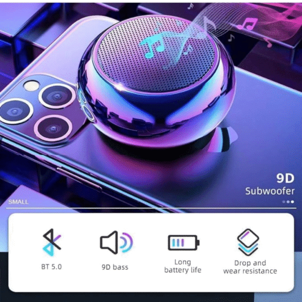 Ultra Mini Wireless Bluetooth Speaker – Heavy Metal Electroplating Round Design, Compact & Portable, Powerful Sound - Image 6