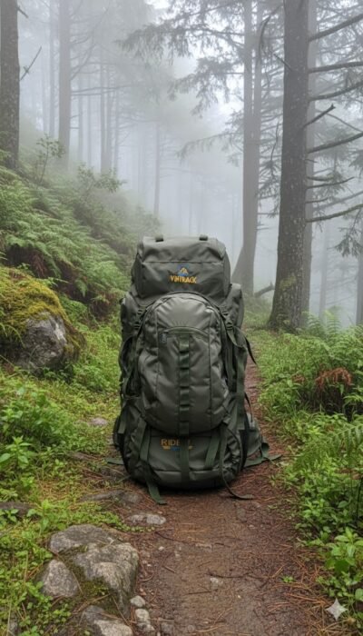 VinTrack Rider choice with metal frame Rucksack bag with 10L Detachable day pack and rain cover for trekking and camping  65+10L