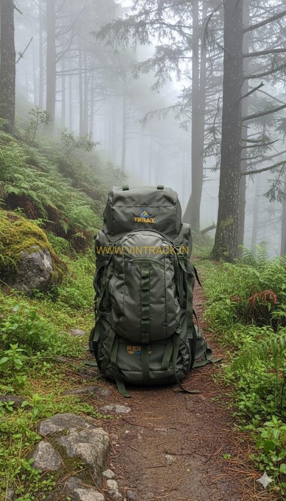 VinTrack Rider choice with metal frame Rucksack bag with 10L Detachable day pack and rain cover for trekking and camping  65+10L