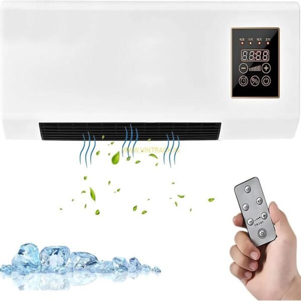 Compact Dual‑Mode Mini Wall‑Mounted Air Conditioner – Cooling & Heating Fan with Digital Display & Remote Control