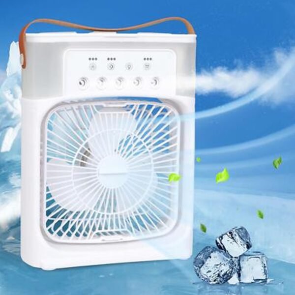Portable Air Conditioner Fan, 500 ml Water Tank USB Personal Cooler, Mini Humidifier Fan with 7 Colors LED Light, 3 Timer, 3 Wind Speeds, 3 Spray Modes for Office, Home White Color (mini fan) - Image 6