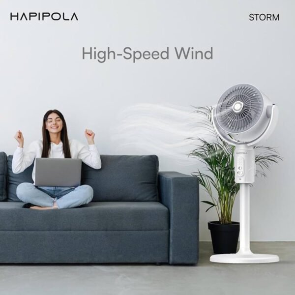 HAPIPOLA Storm Portable Rechargeable Fan – 4000 mAh, Type‑C Charging, Remote‑Controlled, Height‑Adjustable, Fragrance Tablet Slot - Image 2