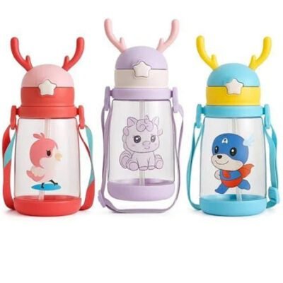 Kids Water Bottle – BPA-Free Leak-Proof Sipper Bottle for School, Travel & Home | Cute Design with Straw & Carry Handle for Boys & Girls