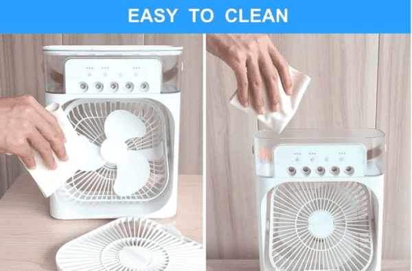 Portable Air Conditioner Fan, 500 ml Water Tank USB Personal Cooler, Mini Humidifier Fan with 7 Colors LED Light, 3 Timer, 3 Wind Speeds, 3 Spray Modes for Office, Home White Color (mini fan) - Image 3