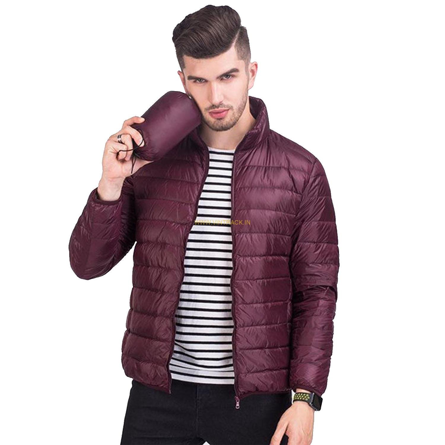 Men's Down Jacket Big Size Winter Coats Zipper Solid Thin Male Ultra Light Stand Collar White Duck Down Jackets For Men (warm jacket 0 to -10 degree celcius)