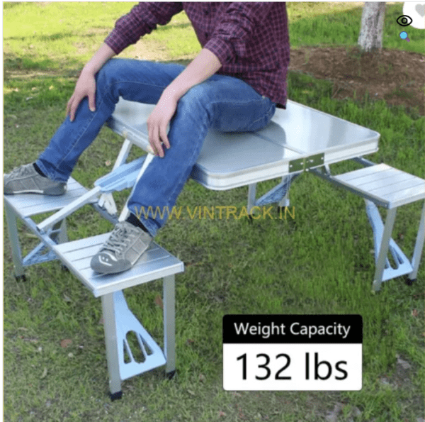 Aluminium Portable Folding Table 4 Seater without  umbrella - Image 3