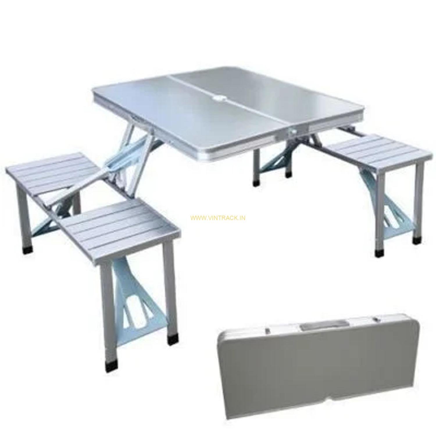 Aluminium Portable Folding Table 4 Seater without  umbrella