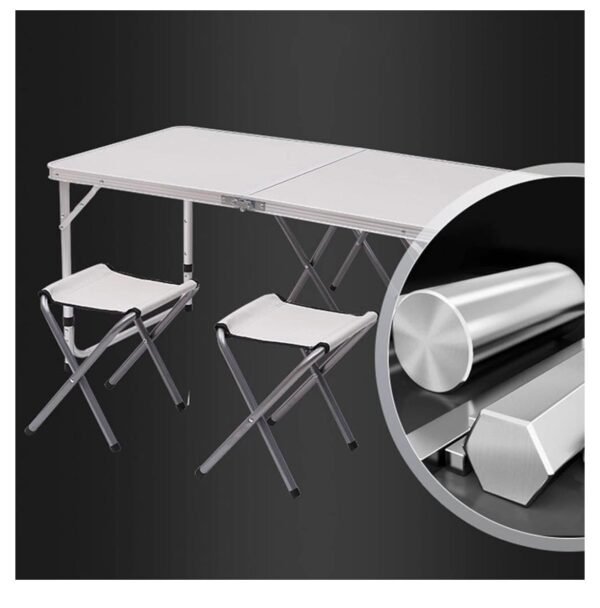 Camping Table with 4 Stools, Aluminium Alloy Portable Folding Picnic Table for Camping Hiking with umbrella - Image 6