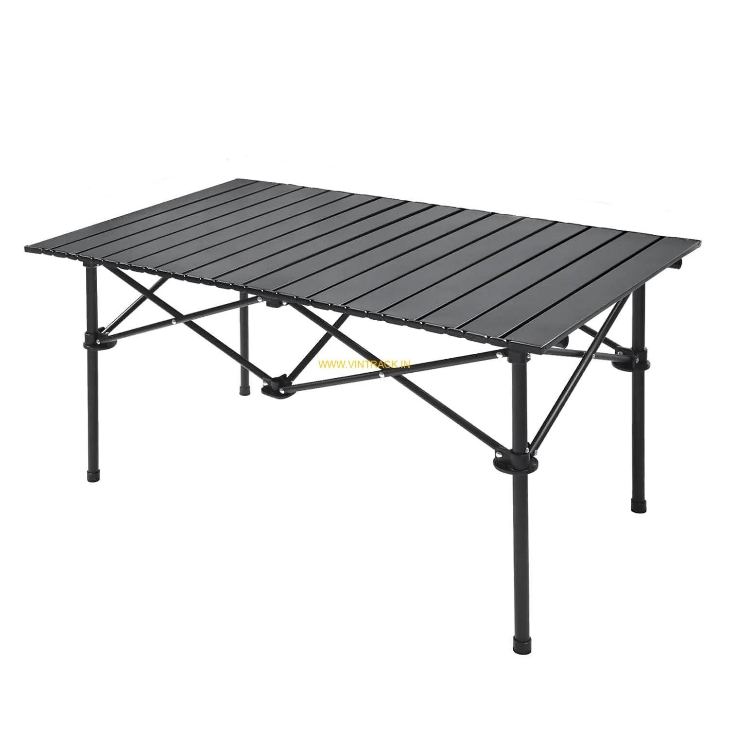 Large Outdoor Folding Camping Table with Aluminum Top & Carry Bag – Lightweight, Portable, Easy to Carry for Picnic, Beach, Cooking & Travel