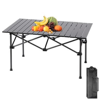Lightweight Outdoor Folding Camping Table with Aluminum Top & Carry Bag – Portable, Easy to Carry for Picnic, Cooking, Beach & Travel