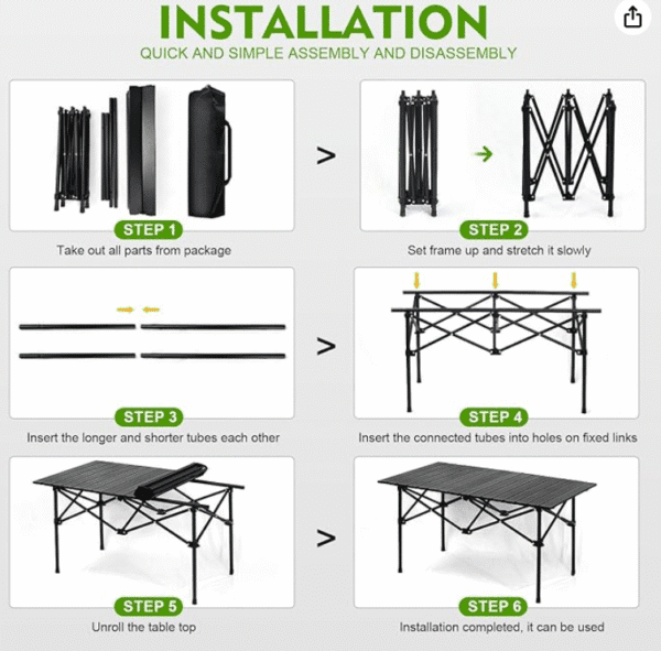 Outdoor Camping Folding Table，Lightweight Folding with Aluminum Top and Carry Bag, Easy to Carry, Perfect for Outdoor, Picnic, Cooking, Beach,... - Image 3