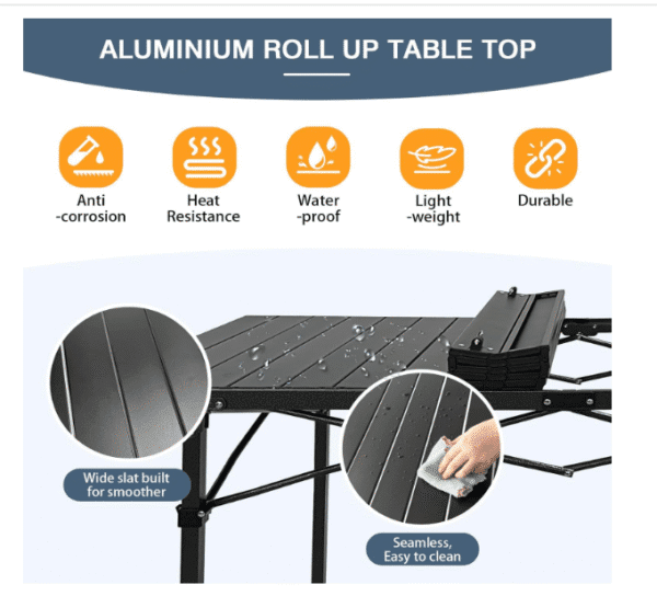 Large Outdoor Camping Folding Table，Lightweight Folding with Aluminum Top and Carry Bag, Easy to Carry, Perfect for Outdoor, Picnic, Cooking, Beach,... - Image 7