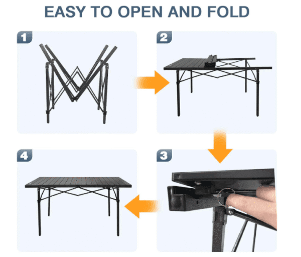 Large Outdoor Camping Folding Table，Lightweight Folding with Aluminum Top and Carry Bag, Easy to Carry, Perfect for Outdoor, Picnic, Cooking, Beach,... - Image 8