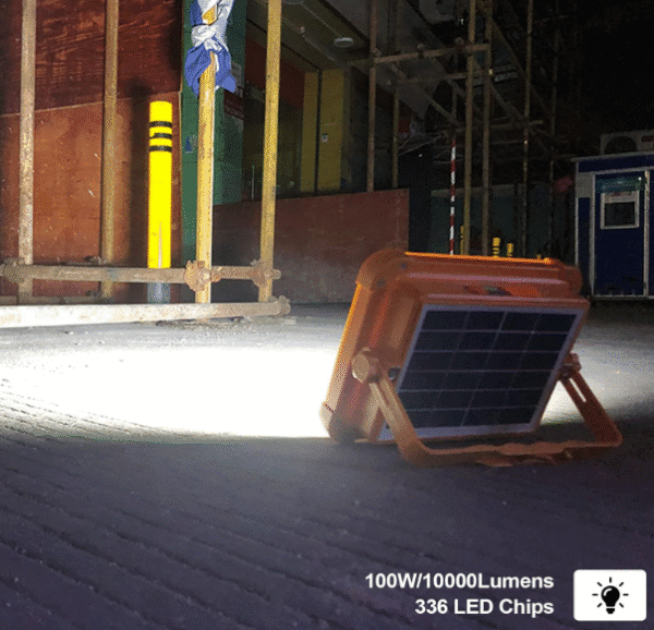 Portable 30W LED Work Light - Solar Powered, 19200mAh, 15000 LM, Stepless Brightness, Rechargeable, Emergency & Hurricane Ready (Orange)Power Output: 30W - Image 5