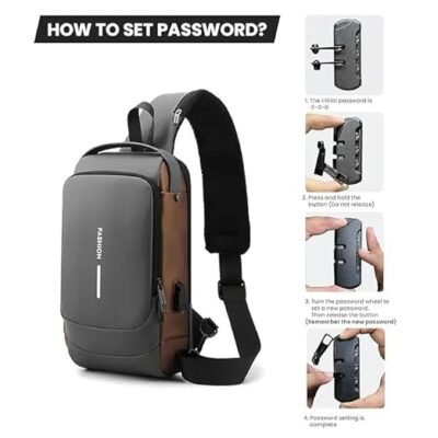 Sling Bag For Men Women, Anti-Theft Fashion Chest Bag with USB Charging Port, Messenger Bags, Waterproof Casual Shoulder Bag
