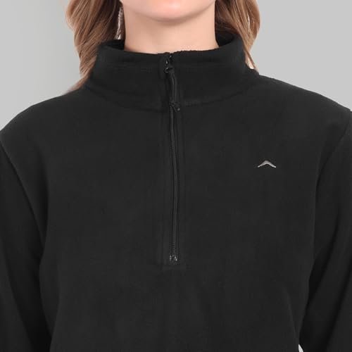 Women's Fleece Half Zip Pullover Jacket – Warm Lightweight Soft Outerwear Sweatshirt for Hiking, Travel & Everyday Wear – Black (in, Alpha, XL, Regular) - Image 6