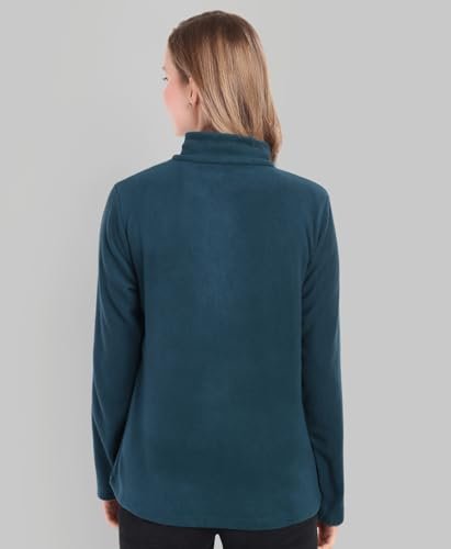 Women's Fleece Half Zip Pullover Jacket – Warm Lightweight Soft Outerwear Sweatshirt for Hiking, Travel & Everyday Wear – F Navy - Image 5