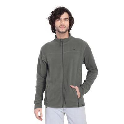 Men Full Zip Jacket - ET / 1000 - Pewter | Warm Winter Outdoor Jacket | Soft Polar Fleece Sweatshirt for Men (IN, Alpha, M, Regular)