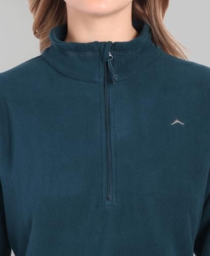 Women's Fleece Half Zip Pullover Jacket – Warm Lightweight Soft Outerwear Sweatshirt for Hiking, Travel & Everyday Wear – F Navy - Image 2