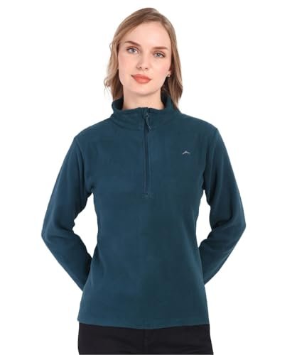 Women's Fleece Half Zip Pullover Jacket – Warm Lightweight Soft Outerwear Sweatshirt for Hiking, Travel & Everyday Wear – F Navy