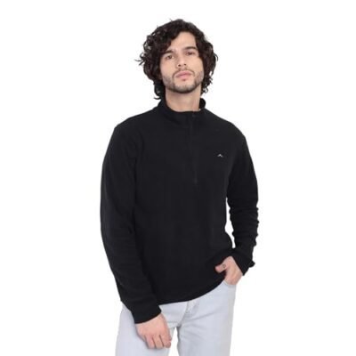 Classic Black Fleece Jacket for Men – Half Zip, Lightweight & Cozy ET 1000 Pullover  Amazon.in: Clothing & Accessories