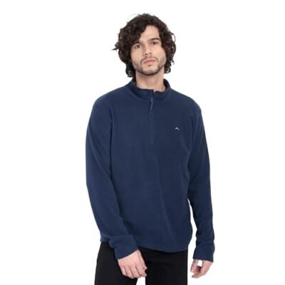 Men’s Fleece Half Zip Jacket – ET/1000 Premium Winter Wear | Soft Warm Polar Fleece Sweatshirt | F Navy Color (IN, Alpha, L, Regular)