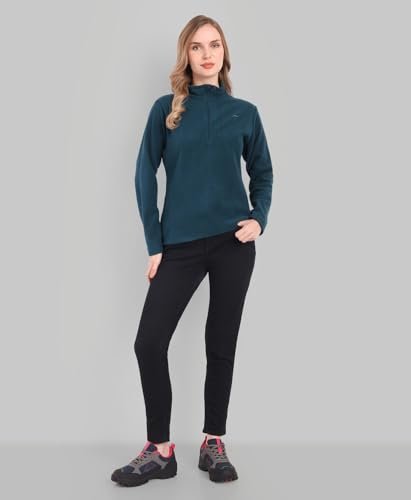 Women's Fleece Half Zip Pullover Jacket – Warm Lightweight Soft Outerwear Sweatshirt for Hiking, Travel & Everyday Wear – F Navy - Image 3