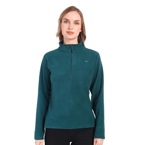 BUY ET 1000 Women’s Half Zip Fleece Jacket – Cozy Lightweight Pullover for Hiking, Travel & Everyday Wear – Glacial Teal (IN, Alpha, XL, Regular)