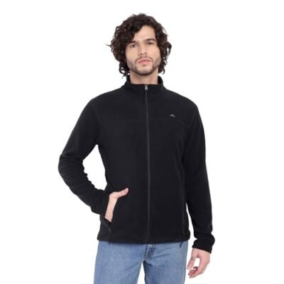 Buy ADVENTRA Men’s Fleece Full Zip Jacket – ET/1000 Premium Winter Wear | Soft Warm Polar Fleece Sweatshirt | Black Color (IN, Alpha, L, Regular)