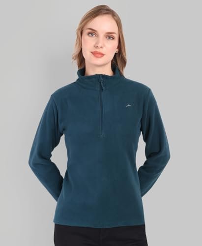 Women's Fleece Half Zip Pullover Jacket – Warm Lightweight Soft Outerwear Sweatshirt for Hiking, Travel & Everyday Wear – F Navy - Image 6
