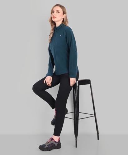 Women's Fleece Half Zip Pullover Jacket – Warm Lightweight Soft Outerwear Sweatshirt for Hiking, Travel & Everyday Wear – F Navy - Image 7