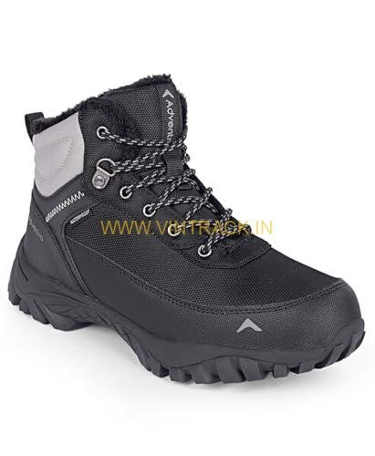 Buy ADVENTRA Edge ET 1100 Men's Waterproof Mountain Trekking Boots, Mid-Top, Black, Anti-Slip Grip, Round Toe