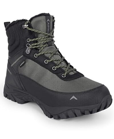 Buy ADVENTRA Men's Waterproof Hiking Boots, Mid-Top, Uniform Green, Round Toe, Mountain Trekking, Anti-Slip Grip, Lace-Up Closure, ET1101