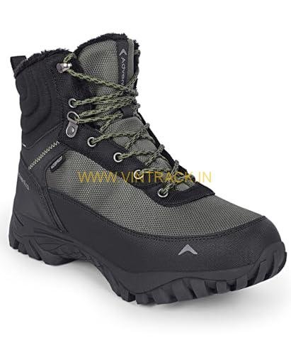 Buy ADVENTRA Men's Waterproof Hiking Boots, Mid-Top, Uniform Green, Round Toe, Mountain Trekking, Anti-Slip Grip, Lace-Up Closure, ET1101