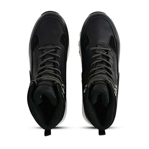 Buy Men’s Waterproof Trekking Shoes | Edge ET 1105 | Mid-High Ankle Hiking Boots | Cushion Comfort | Anti-Slip Grip | Black Outdoor Trail Shoes - Image 4