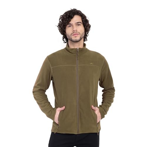 Buy Men’s Fleece Full Zip Jacket – Warm Winter Wear | Uniform Green Color | ET/1000 Soft Polar Fleece Sweatshirt (IN, Alpha, M, Regular)