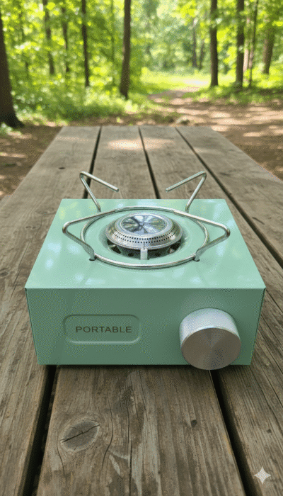 Portable Outdoor Gas Stove – Single Burner Butane Camping Stove with Strong Flame Power, Lightweight & Easy to Carry for Cooking, Picnic & Travel