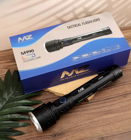 MZ M990 (RECHARGEABLE LED METAL TORCH) Zoomable 300W with 30000mAh Battery Torch (Black, 25 cm, Rechargeable) - Image 4