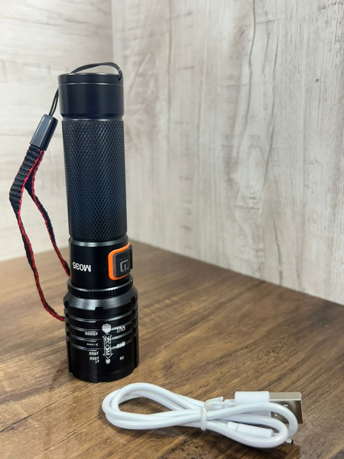 MZ 035 (ZOOMABLE LED METAL )5 Modes Flashlight, Super Bright Cree with COB Torch (Black, Rechargeable)