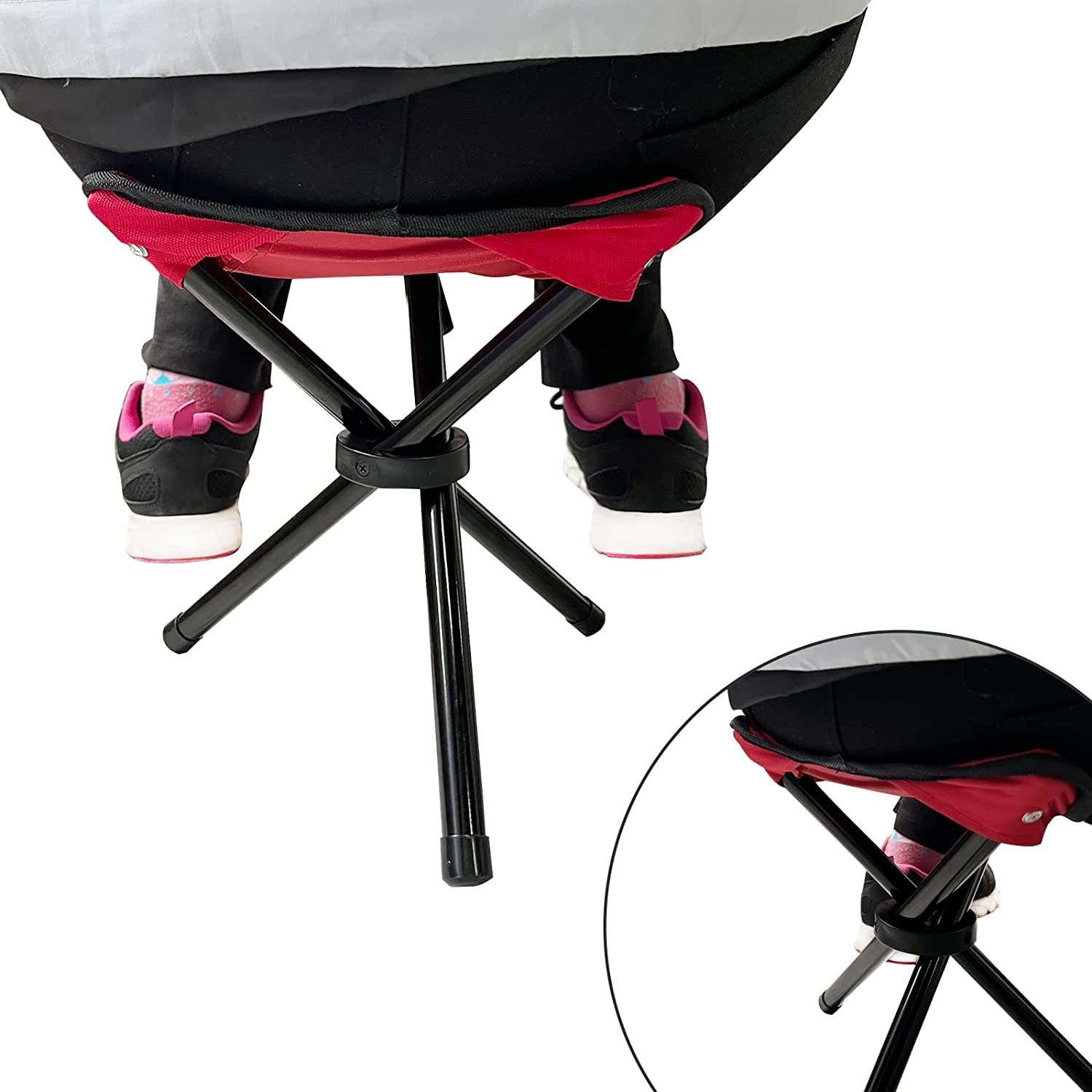 Metal Folding Chair Stool for Camping Travelling with Portable Bag, Foldable Camping Stool for Fishing Hiking Gardening and Beach (3 Leg) - Image 6